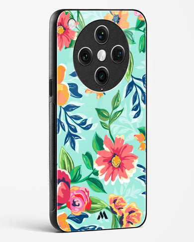 Flower Print on Canvas Glass Case Phone Cover (Oppo)