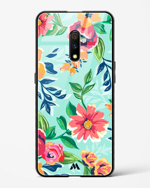 Flower Print on Canvas Glass Case Phone Cover (Oppo)