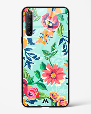 Flower Print on Canvas Glass Case Phone Cover (Oppo)