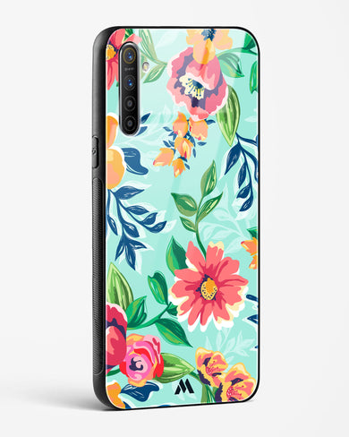 Flower Print on Canvas Glass Case Phone Cover (Oppo)