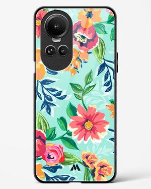 Flower Print on Canvas Glass Case Phone Cover (Oppo)