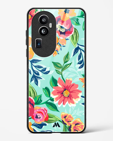 Flower Print on Canvas Glass Case Phone Cover (Oppo)