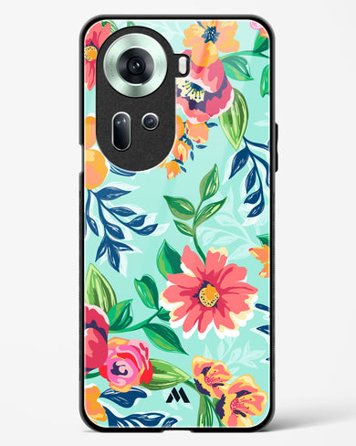 Flower Print on Canvas Glass Case Phone Cover (Oppo)