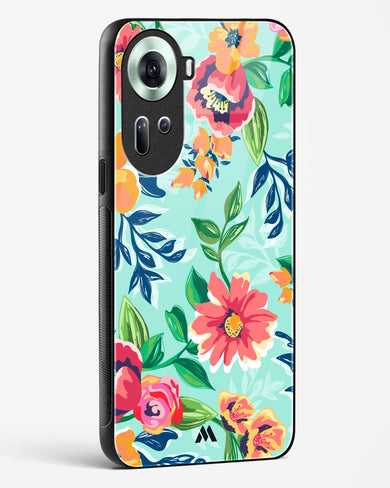 Flower Print on Canvas Glass Case Phone Cover (Oppo)