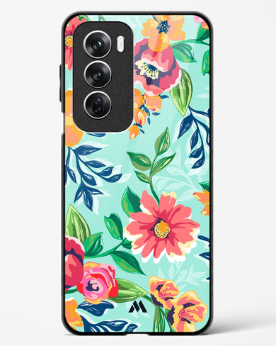 Flower Print on Canvas Glass Case Phone Cover (Oppo)