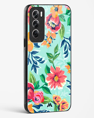 Flower Print on Canvas Glass Case Phone Cover (Oppo)