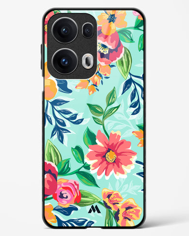 Flower Print on Canvas Glass Case Phone Cover (Oppo)