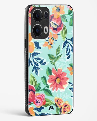 Flower Print on Canvas Glass Case Phone Cover (Oppo)