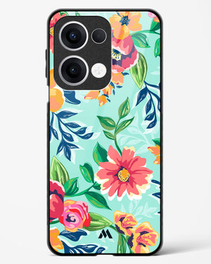Flower Print on Canvas Glass Case Phone Cover (Oppo)