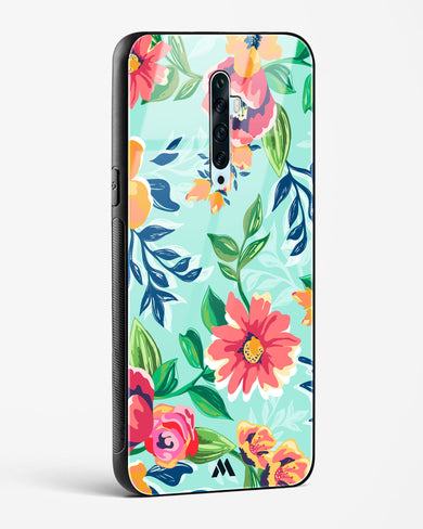 Flower Print on Canvas Glass Case Phone Cover (Oppo)