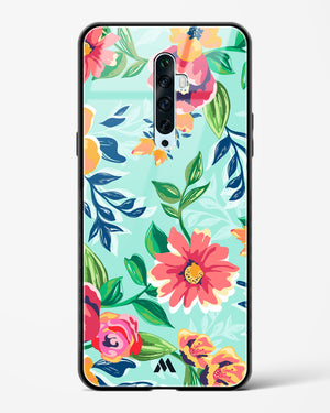 Flower Print on Canvas Glass Case Phone Cover (Oppo)