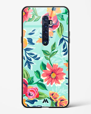 Flower Print on Canvas Glass Case Phone Cover (Oppo)