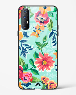 Flower Print on Canvas Glass Case Phone Cover-(Oppo)