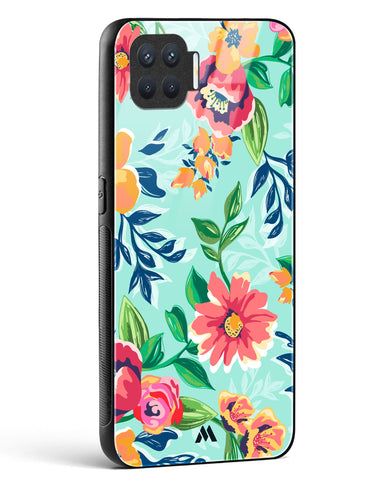 Flower Print on Canvas Glass Case Phone Cover (Oppo)