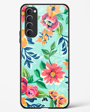 Flower Print on Canvas Glass Case Phone Cover (Oppo)