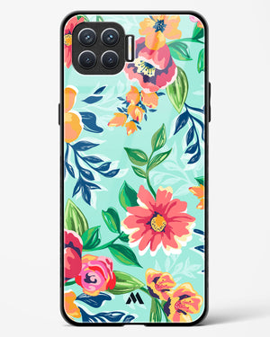 Flower Print on Canvas Glass Case Phone Cover (Oppo)