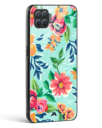 Flower Print on Canvas Glass Case Phone Cover (Oppo)