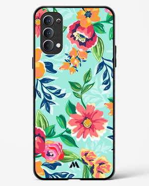 Flower Print on Canvas Glass Case Phone Cover (Oppo)