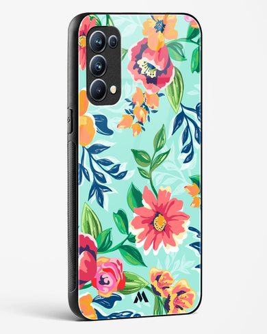 Flower Print on Canvas Glass Case Phone Cover (Oppo)