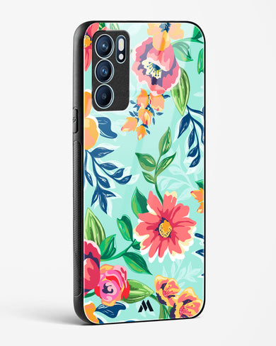 Flower Print on Canvas Glass Case Phone Cover (Oppo)