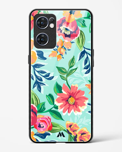 Flower Print on Canvas Glass Case Phone Cover (Oppo)