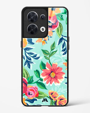 Flower Print on Canvas Glass Case Phone Cover (Oppo)