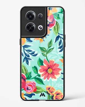 Flower Print on Canvas Glass Case Phone Cover (Oppo)