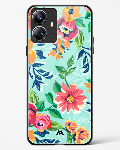 Flower Print on Canvas Glass Case Phone Cover-(Realme)