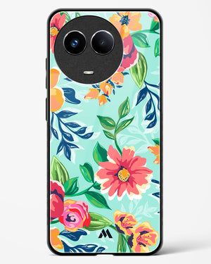 Flower Print on Canvas Glass Case Phone Cover (Realme)