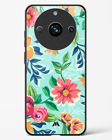 Flower Print on Canvas Glass Case Phone Cover-(Realme)