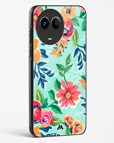 Flower Print on Canvas Glass Case Phone Cover (Realme)