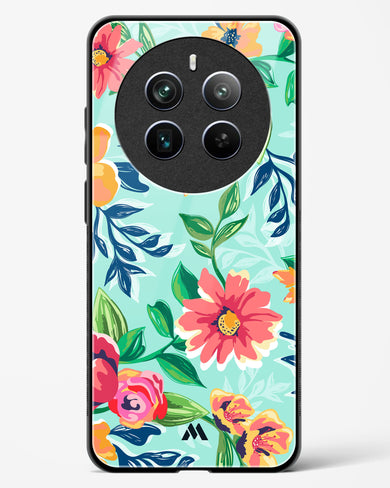 Flower Print on Canvas Glass Case Phone Cover (Realme)