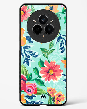 Flower Print on Canvas Glass Case Phone Cover (Realme)