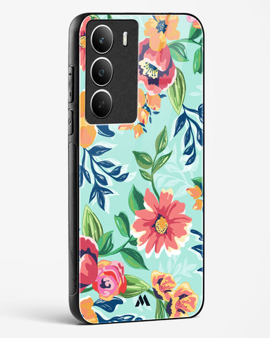 Flower Print on Canvas Glass Case Phone Cover (Realme)