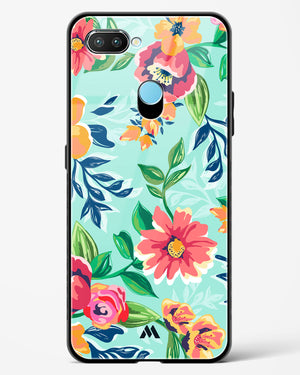 Flower Print on Canvas Glass Case Phone Cover-(Realme)