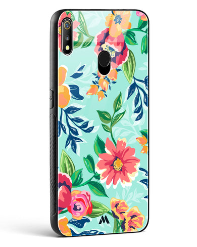 Flower Print on Canvas Glass Case Phone Cover-(Realme)