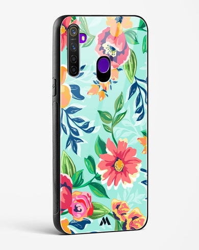 Flower Print on Canvas Glass Case Phone Cover-(Realme)