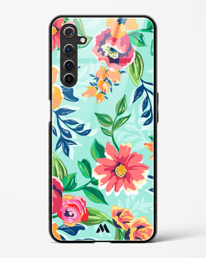 Flower Print on Canvas Glass Case Phone Cover-(Realme)