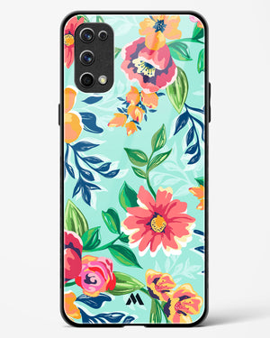 Flower Print on Canvas Glass Case Phone Cover-(Realme)