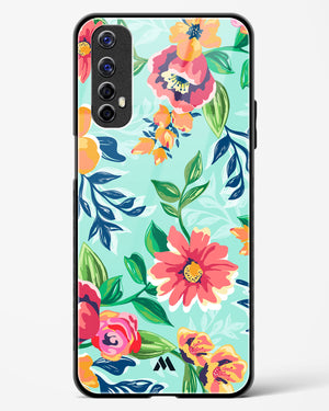 Flower Print on Canvas Glass Case Phone Cover-(Realme)