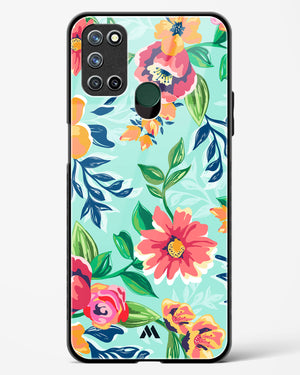 Flower Print on Canvas Glass Case Phone Cover (Realme)