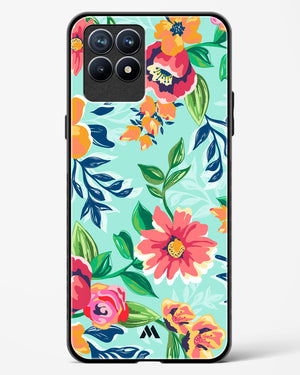 Flower Print on Canvas Glass Case Phone Cover-(Realme)