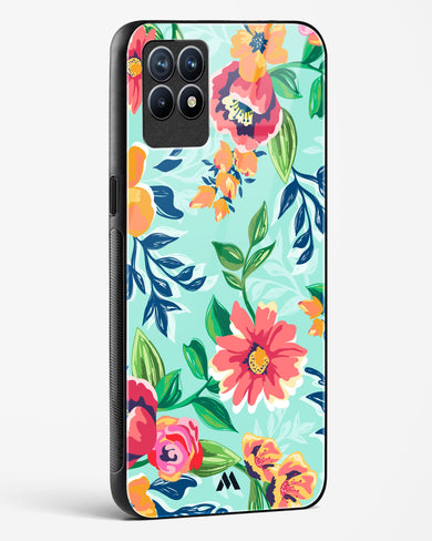 Flower Print on Canvas Glass Case Phone Cover-(Realme)