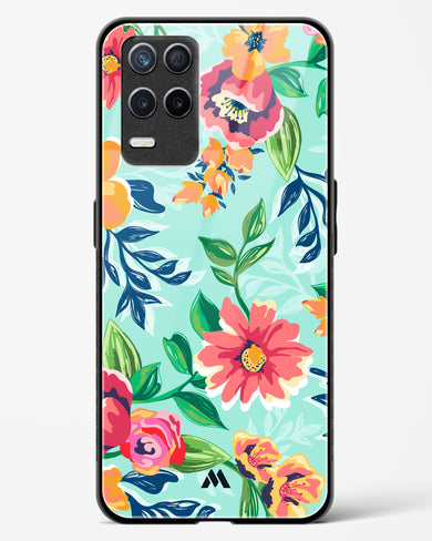 Flower Print on Canvas Glass Case Phone Cover-(Realme)