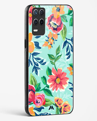 Flower Print on Canvas Glass Case Phone Cover-(Realme)