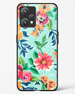 Flower Print on Canvas Glass Case Phone Cover-(Realme)