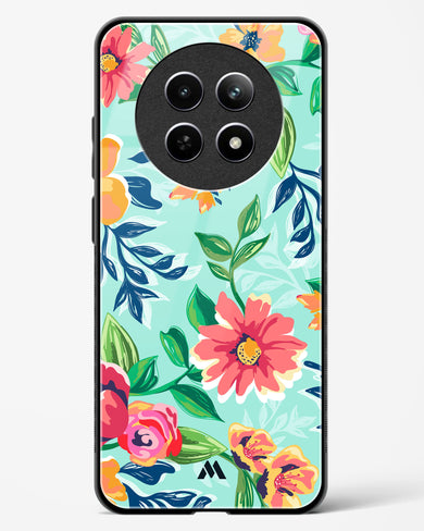 Flower Print on Canvas Glass Case Phone Cover (Realme)