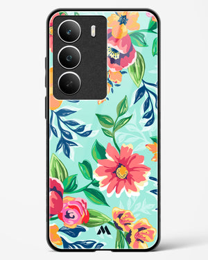 Flower Print on Canvas Glass Case Phone Cover (Realme)