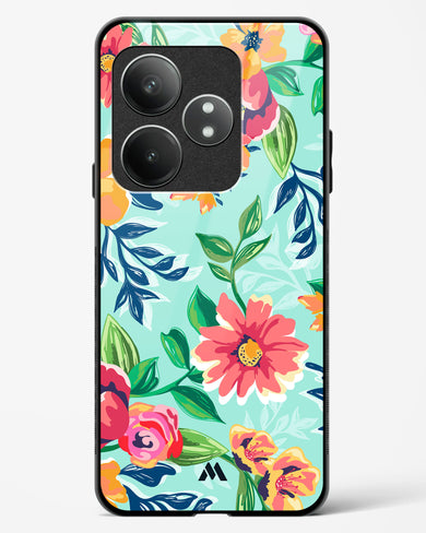 Flower Print on Canvas Glass Case Phone Cover (Realme)