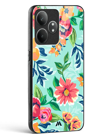 Flower Print on Canvas Glass Case Phone Cover (Realme)